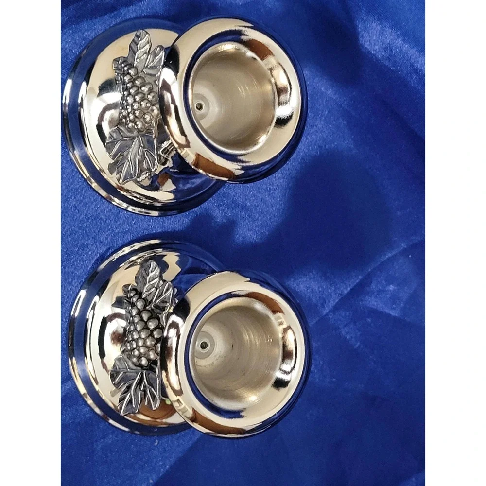 Silverplated Metal Candlestick Holders Grape Leaf Oval Tray Studio Silversmiths